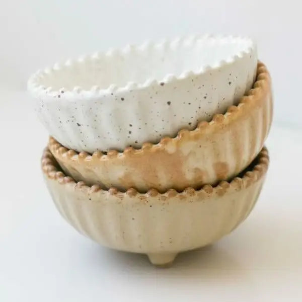 Ruffled Edge Ceramic Pinch Bowls